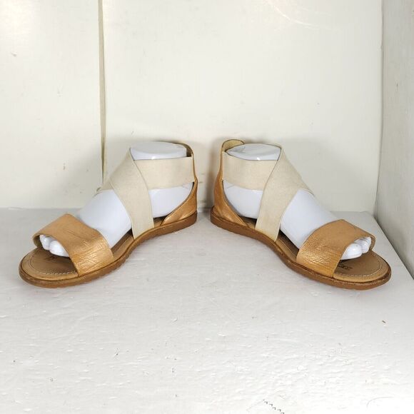 Sorel Women's Ella US8 Natural Rose Gold Leather Crisscross Strap Flat Sandals - Picture 6 of 16